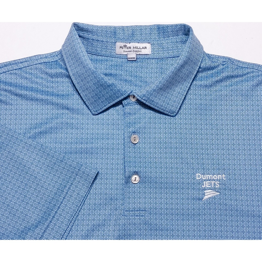 PETER MILLAR Summer‎ Comfort Polo Shirt Dumont Jets Blue Dots XL